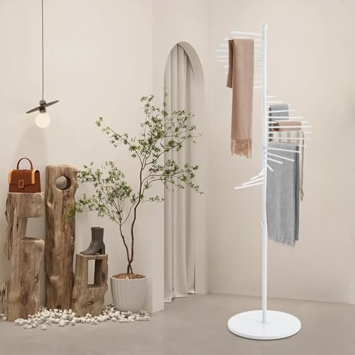 Freestanding Scarf Holder Stand,Spiral Scarf Display Rack,Holder Hijab Stand,Commercial Hijab Organizer,Scarves Rack,Metal Scarf Racks,Hijab Organizer,Belt Pants Hanger For Clothing Store Home (White) - Image 6