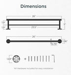 FORIOUS Double Towel Bar 24" Towel Racks for Bathroom Wall Mounted Black - Image 2