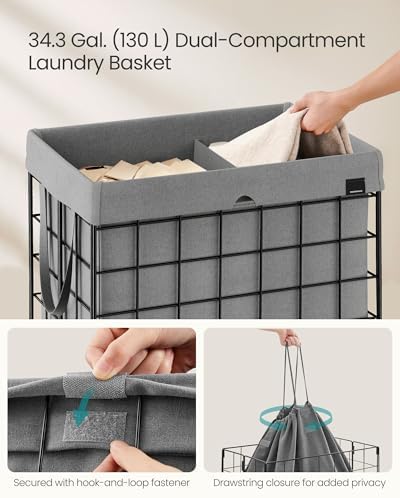 SONGMICS Laundry Hamper, Collapsible, 34.3 Gal. (130L) - Image 3