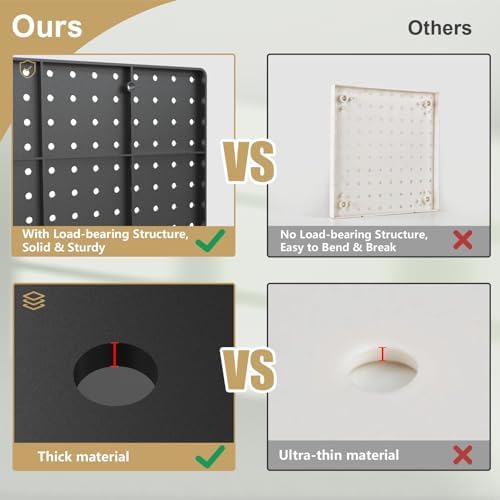 FZK Modular Plastic Peg Board Wall Organizer Kit, 16x16, Black - Image 3