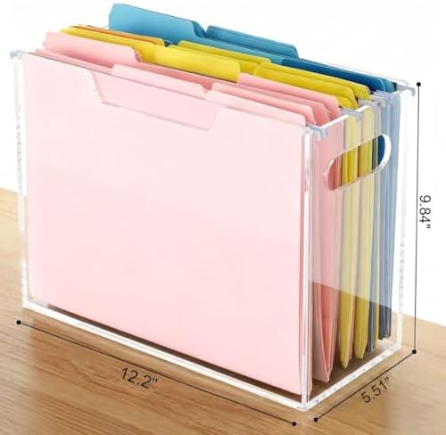 Acrylic Hanging File Organizer Box with Handles, Letter Size - Image 3