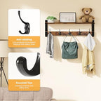 Oraich Coat Rack Wall Mount with Hooks and Shelf for Coat, Backpack, Key, Clothes Hanger, Wall Floating Shelf for Entryway, Living Room, Bathroom, Bedroom, Kitchen - Image 3