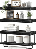 QEEIG Bathroom Floating Shelves Over Toilet (Black, Set of 3, 15.7") by QEEIG