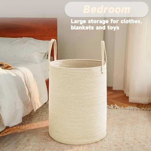 JMvicyroam 100L Cotton Rope Laundry Basket Hamper, Beige - Image 4