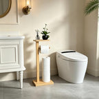 Bamboo Freestanding Bathroom Toilet Paper Holder Stand with Phone Shelf and Storage, Holds 3 Extra Mega Rolls,Natural (Natural) - Image 2