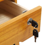 Lockable Desk Organizer Wooden Desktop Drawers Office Flat Files Storage Box Locking Countertop Storage Cabinet (Wood Yellow, 3-Tier) - Image 6