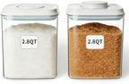 Food Storage Container Set 2.8 Qt ×2 with Lids, Airtight Pantry Canisters, BPA-Free Plastic Flour Sugar Storage Containers, One-Touch Press-to-Open Lids, Stackable Clear Jars for Rice, Cereal, Coffee by ANKOU