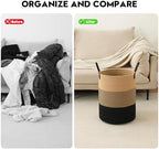 Laundry Basket Hamper Tall Rope Storage Woven for Blanket toys Dirty Clothes in Living Room Bathroom Bedroom (Jute Brown & Black, 100L/26.4Gal) - Image 6