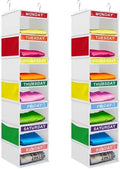 Amylove 2 Pcs 7 Shelf Weekly Clothes Organizer for Kids Hanging Closet Organizer 11. 8 x 11. 8 x 50 Inches Daily Activity Kids Clothes Storage Drawers Cube Drawers Closet Hanging Shelves(White) by Amylove
