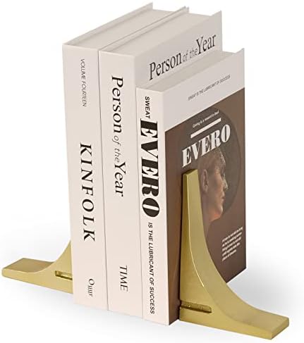 Ambipolar Gold Cast Iron Bookends, Sharp Triangle Theme, Decorative Bookends for Living Room, Office, Desktop, Bookshelves Decor, Bookends for Heavy Books - Image 3