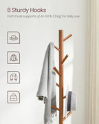 VASAGLE Solid Wood Coat Rack, Free Standing, Tree-Shaped, with 8 Hooks - Image 3
