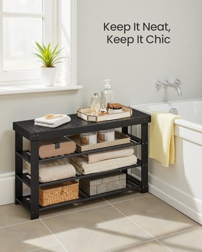 SONGMICS Shoe Rack Bench, 4 Tier Bamboo, 11.3 x 35.2 x 20.5 Inches - Image 5