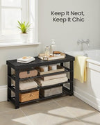 SONGMICS Shoe Rack Bench, 4 Tier Bamboo, 11.3 x 35.2 x 20.5 Inches - Image 5