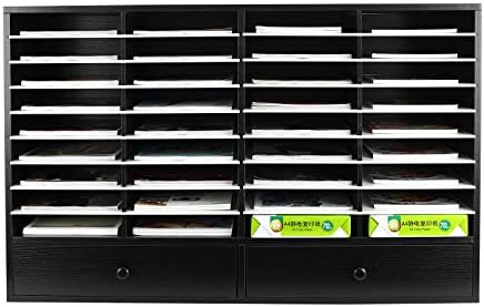 PAG-Mass Mail Sorter Organizer, Wood Literature Organizer, Student Mailbox for Classroom, Desktop Bill Paper Organizer for Office Home School, 38 Compartments, Black&White - Image 2