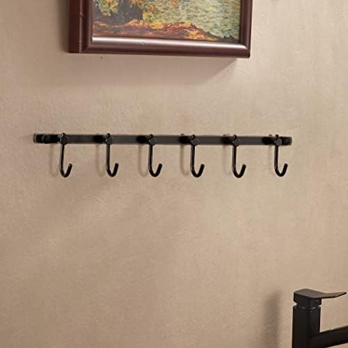 WINCASE Bronze Towel Hooks, Bathroom Rail Hook Rack Wall Mounted, Antique Oil Rubbed Brass Cloth Coat Rack with 6 Hooks Farmhouse - Image 3