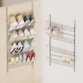 SWTYMIKI Over the Door Shoe Organizer - Adjustable 4 Tier Hanging Shoe Rack Organizer, Metal Heavy Duty Behind Door Storage or Wall Mount Shoes Shelf for Flats, Heels, Sneakers, Boots, Silver by SwtyMiki-TidyHomeSweetLife