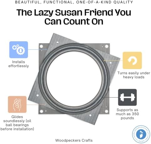 Lazy Susan Hardware, 4 inch, 350 lbs. Load Capacity, Pack of 5 Steel Lazy Susan Turntable Ball Bearing, by Woodpeckers - Image 4