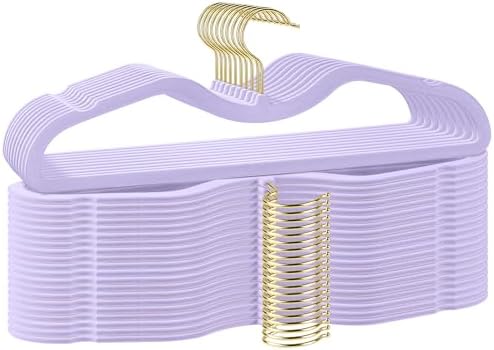 Velvet Short Neck Hangers - Heavy-Duty, Non-Slip Felt Surface, Space-Saving Design with Anti-Slip Grooves & Shoulder Shape, 360° Rotating Hooks, Durable for Coats, Shirt& Dresses by Unknown