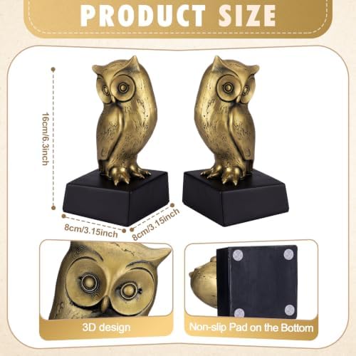 Epakh 2 Pcs Owl Bookends Decorative Book Ends for Shelves - Image 3
