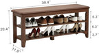 AQIMUELE Wood Shoe Rack Bench, 2 Tier Shoe Rack for Front Door Entrance - Image 2