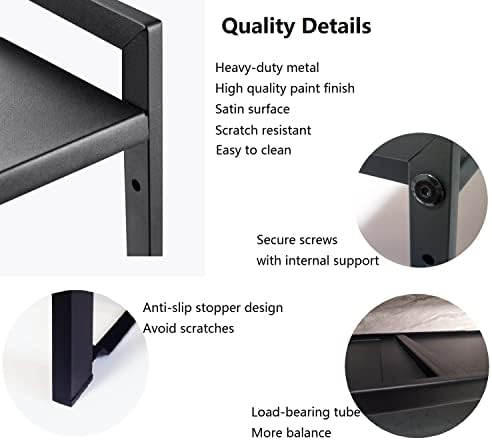 Expandable Cabinet Shelf 10.6"D Adjustable Countertop Riser Rack Black - Image 4