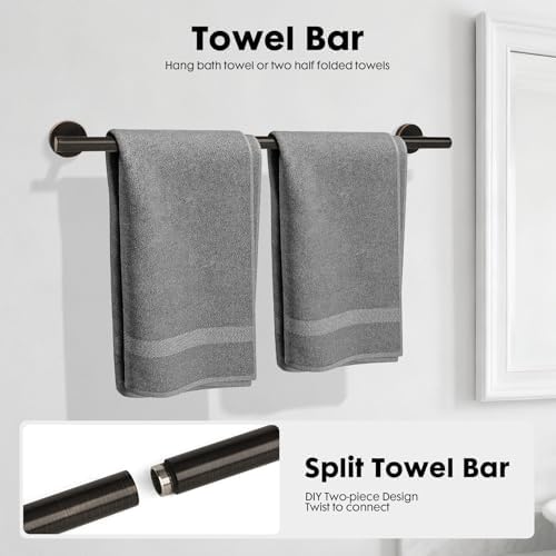 Oil Rubbed Bronze Bathroom Hardware Accessories Set 5 Piece, Stainless Steel Towel Bar Set 24 Inch,Toilet Paper Holder,Towel Ring Holder,Towel Rack Set,Brushed Bronze Bathroom Accessories Kit - Image 2