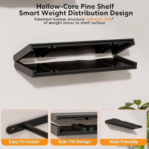 Organic Wavy Edge Floating Shelves,Hidden Brackets,2 Pack 24 in - Image 4