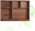 Walnut Cutlery Storage Box Drawer Type Flatware Storage Tray Solid Wood Tableware Organizer for Kitchen Utensils Knives Forks Spoons Desktop 9.44 X 6.61 X 0.98 in - Image 2