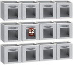 Homsorout Foldable Storage Cubes - Square Organizer with Window, Decorative Baskets for Organizing, Fabric shelf Basket for Clothes, 11 Inch Closet Storage Cubes, Set of 12, Light Grey by Homsorout