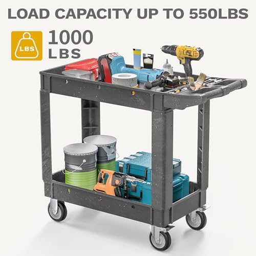 DWVO 40 x 17 in Heavy Duty Rolling Utility Cart on Wheels, Grey - Image 3
