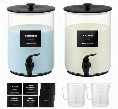 Glass Laundry Detergent Dispenser for Laundry Room Organization-2 Black by Unknown