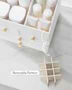 VLANDO Makeup Organizer Countertop with 4 Drawers,White - Image 4