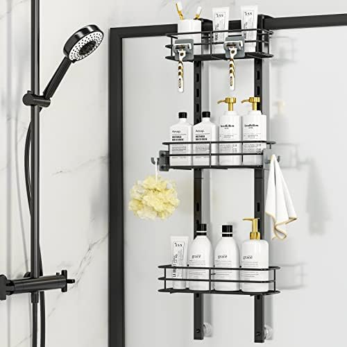 ODesign 3-Tier Over the Door Shower Caddy Hanging,Black by ODesign