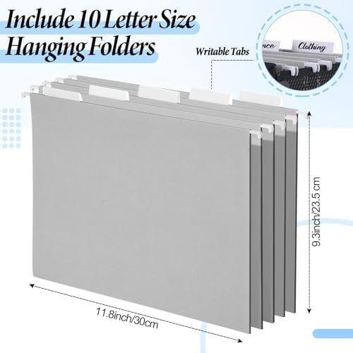 2 Pack Hanging File Holder, 10 Hanging Folders,Gray,Small - Image 3