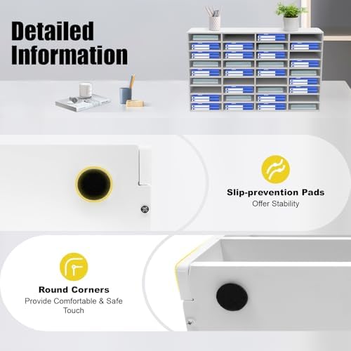 Literature Organizer, 36 Slots Compartments Mail Organizer, Literature Organizers for Office, Paper Shelves Classroom Mailbox, for Office Home School(White) - Image 7