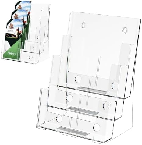 Argvey 3-Tier Brochure Holder 8.5 x 11, Desktop Literature & File Organizer by Argvey