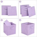 Stero 13x13x13 Inch Fabric Storage Bins 6 Pack Fun Colored Durable Storage Cubes with Handles Foldable Cube Baskets for Home, Kids Room, Closet and Toys Organization Purple - Image 3