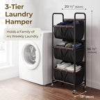 GRANNY SAYS 3 Tiered Laundry Sorter, Narrow Hamper Cart with Wheels - Image 2