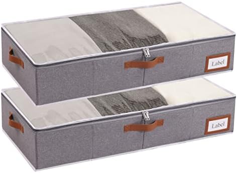 Yawinhe 27L Under Bed Storage,2 Pack Collapsible Container Bags,Grey by Yawinhe