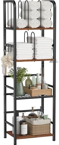 Snughome Towel Rack Free Standing 4-Tier M-Shaped Detachable Dividers, Metal Towel Storage Shelf for Bathroom, Pool Towel Rack Holder, Space-Saving Storage Organizer, Modern Bath Towel Storage Holder by Snughome
