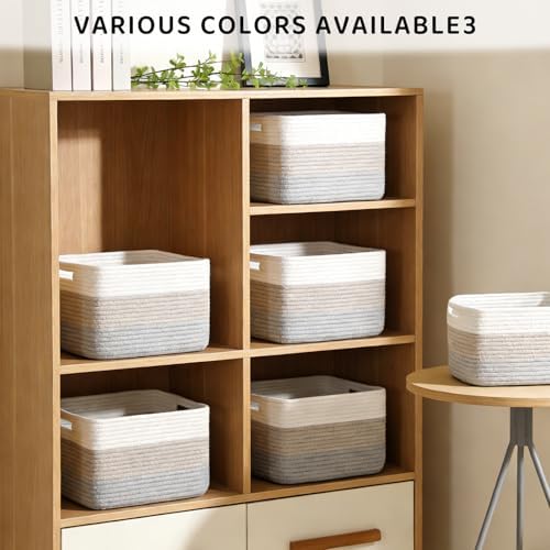 4 Pack Storage Baskets for Organizing, 11''Lx9''Wx8''H Woven Baskets for Storage Toys, Towels, Books, and Clothes, Cotton Rope Basket for Shelves with Handle - Image 4