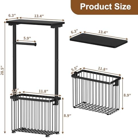 Free Standing Toilet Paper Holder with Storage Shelf – Bathroom Tissue Stand with Space for Phone, Wet Wipes and Magazines – All-in-One Toilet Roll Dispenser and Organizer Holds 4-6 Rolls - Image 4