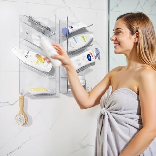 AITEE Acrylic Bathroom Organizer Caddy Shampoo Holder Combination Shelf - Image 2