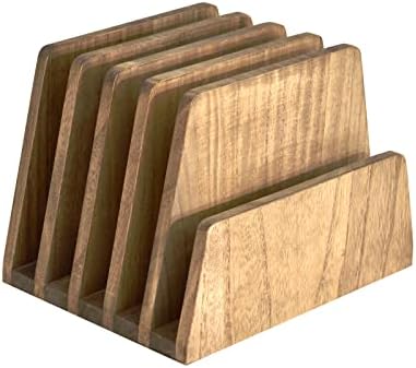 KIRIGEN Wooden Mail Organizer, 5-Slot File Holder for Desk, Brown 5K-DBR by KIRIGEN