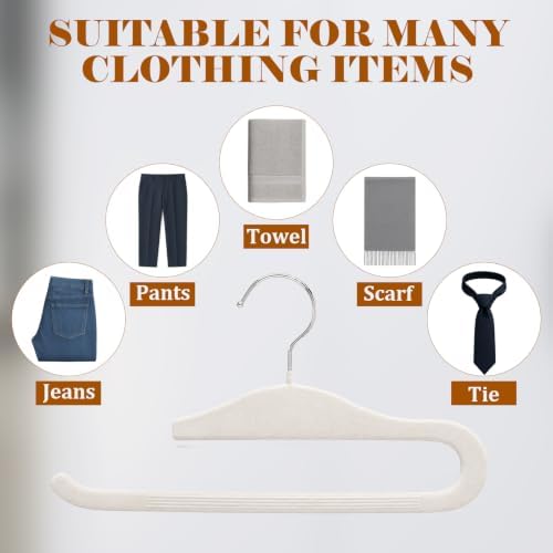 Velvet Hangers Non Slip,20 Pack Space Saving Pants Hangers,Thin Space Saving Clothes Hanger for Closet, Durable Heavy Duty Hanger with 360 Swivel Hook for Pants Towel Jeans(White) - Image 5