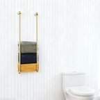 Towel Racks for Bathroom, NEWRAIN Wall Mounted Stainless Steel Organizer, Brushed Gold Rolled Towel Storage Wall-Mounted Bath Towel Holder for Folded Large Towel Washcloths - Image 4