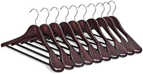 SONGMICS Wooden Suit Hangers 10 Pack, Extra-Wide Shoulder Clothes Hangers by SONGMICSbySONGMICSHOME