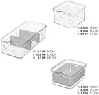 iDesign Crisp 3-Piece Recycled Plastic Refrigerator Organizer Bin Set with Lids, Clear/Gray - Image 2