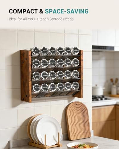 Spice Rack Organizer with 24 Glass Jars, for Cabinet Wall Mount Countertop - Image 6