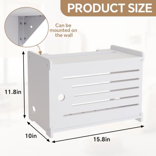 Wooden WiFi Router Storage Box Hider Shelf, Decorative Projector Box Hider Rack Countertop, for Cable, Modem, Internet, Router Power Cover Storage Organizer Cabinet Wall Mounted, Solid Wood - Image 2